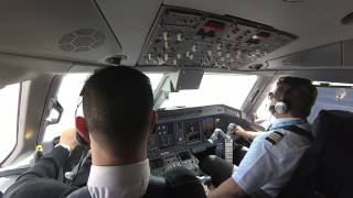 Cockpit E190 approach and landing Aterrizaje CUN MMUN Embraer 190 Aeromexico Connect en cabina [upl. by Tennies]