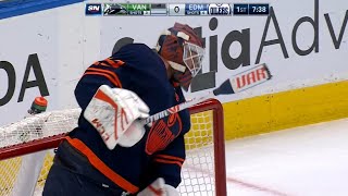 Mikko Koskinen Breaks Stick After Allowing 4 Goals On 4 Shots [upl. by Yllil159]