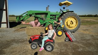 Fun on the farm with kids tractors and real tractors compilation  Tractors for kids [upl. by Vastah]