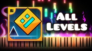 Geometry Dash  ALL LEVELS  Piano Tutorial [upl. by Eisdnyl304]