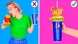 SMART FAST FOOD HACKS  Cool Life Hacks with Your Favorite Food and Funny Situations by 123GO FOOD [upl. by Primrosa711]