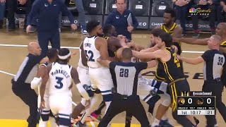 Klay ThompsonampDraymond Green vs Jaden McDanielsampRudy Gobert FULL FIGHT EJECTIONS [upl. by Dione]