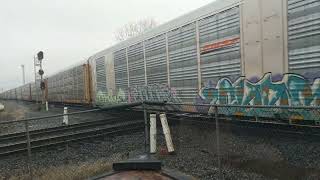 Fast CSX auto rack train hammering the diamonds [upl. by Lori]