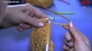 Adriafil tutorial Knit bobble stitch  Tricoter des noppes [upl. by Elletsirhc]