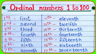 ordinal numbers 1 to 100 ordinal numbers in english 1 to 100 ordinal numbers ordinal numbers [upl. by Lasko777]