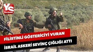 Filistinli göstericiyi vuran İsrail askeri sevinç çığlığı attı [upl. by Iviv]