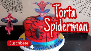 COMO HACER TORTA DE SPIDERMAN hombre araña en fondant🕷🕷 [upl. by Ellek]