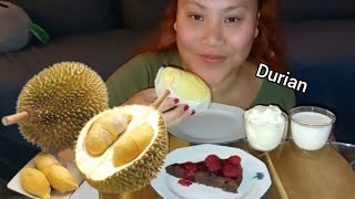 ASMR Durian fruit and chocolate cake The smelliest fruit in the world  Eatingsound No talking [upl. by Merla]