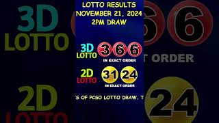 Lotto Result November 21 2024 2pm Draw shorts [upl. by Noseimaj]