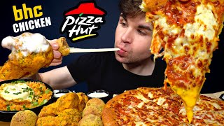 ASMR MUKBANG PIZZA HUT EXTRA CHEESE PIZZA amp BHC BBURINKLE FRIED CHICKEN  WITH RANCH  Magic Mikey [upl. by Dominique]