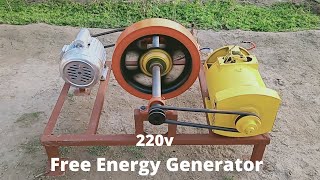 Make Free Energy Generator 220v With 5kw Alternator And Motor Flywheel Free Electricity Generator [upl. by Hellah]