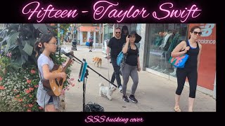 Young girl busking  live street performance of Fifteen  Taylor Swift cover by SSS Toronto Canada [upl. by Claudine]