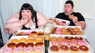 10000 Calorie Donut Challenge With Hungry Fat Chick • MUKBANG [upl. by Yelkcub]