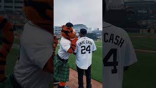 Gmac Cash Throws First Pitch At Tigers Game ‼️ [upl. by Sucitivel]