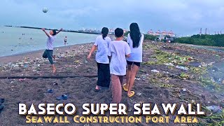 Baseco Beach Seawall Construction Area For Better Way Of Living For Folks In The Area  4K 🇵🇭 [upl. by Llenral]