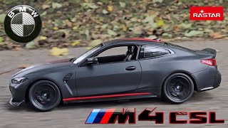 MATTE BLACK BMW M4 CSL G82  116 Radio Control RC CAR by Rastar  UNBOXING amp TEST DRIVING rccars [upl. by Arnelle51]