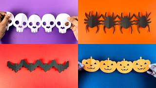 DIY Halloween Paper Garland  Pumpkin Spider Skull Bat  Easy Halloween Paper Crafts [upl. by Vharat]