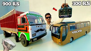 Rc Tata Truck Vs Volvo Bus  Heavy load Test [upl. by Bonacci]