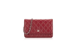 Chanel Lambskin Wallet On Chain WOC Red [upl. by Waterer174]