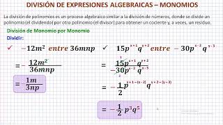 División de Expresiones Algebraicas  Monomios [upl. by Siuol199]