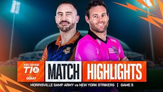 Abu Dhabi T10 2024 I Match 5 Highlights Morrisville Samp Army vs New York Strikers  Season 8 [upl. by Annej454]