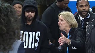 Eminem Big Sean and more celebrities show up for Lions first home playoff game in 30 years [upl. by Ymiaj997]