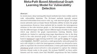 Meta Path Based Attentional Graph Learning Model for Vulnerability Detection [upl. by Harrak]