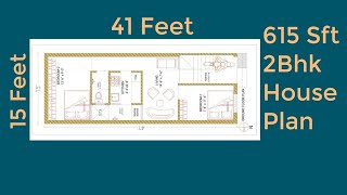 15x41 House Plan  1541 House Plan  15 x 41 House Plan  Small House Plan  2Bhk House Plan [upl. by Leanard312]