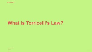 What is Torricelli’s Law [upl. by Mirelle183]