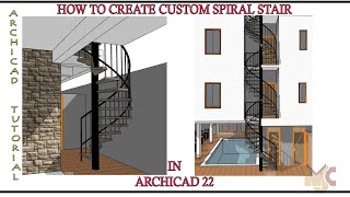 HOW TO CREATE SPIRAL STAIR IN ARCHICAD 22 spiral stairs archicad graphisoft [upl. by Enelrahc]