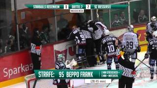 DEL2 14112014  Starbulls Rosenheim vs SC Riessersee 14 incl Szene zur Matchstrafe von Frank [upl. by Yesak979]