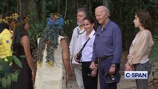 Biden tours Museu da Amazônia to see portion of Amazon rainforest Brazil 11172024 [upl. by Sirad115]