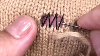 How to Repair a Hole in a Sweater With a Sewing Needle If You Dont Have a Crochet Hook [upl. by Faber]