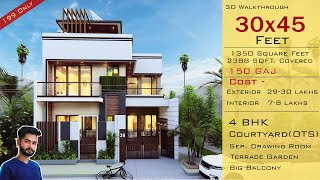 3D House Design  30x45 House Plan  4 BHK  1350 Square Feet  3045 House Design  HouseDoctorZ [upl. by Essie775]