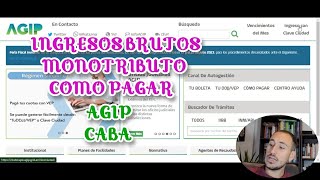 Como pagar INGRESOS BRUTOS Monotributo AGIP CABA regimen simplificado [upl. by Ahseinar940]