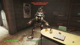 Mantella  Fallout 4  Generative AI  Testing the aggro system with an easily offended Killbot [upl. by Anayeek]