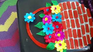 Diy wall hanging😍🤗flower basket with paper and cardboardwall decoration ideastrendingvairalvedio [upl. by Yale617]