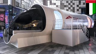 Hyperloop Dubai Virgin unveils Hyperloop One passenger pod in Dubai  TomoNews [upl. by Silenay436]