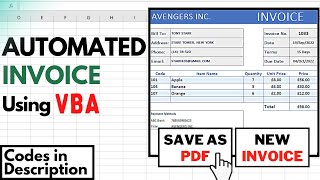 Create an Automated Invoice using Excel VBA 1Click Save to PDF amp New Invoice [upl. by Hsaka]