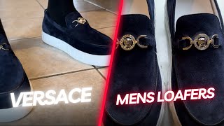 VERSACE MEDUSA 95 SUEDE GRECA Loafers Unboxed  ON FEET REVIEW [upl. by Georgia584]