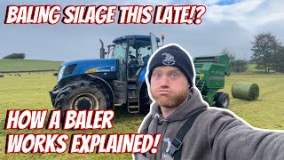 HOW DOES A BALER WORK Baling Late October farming dairyfarm silage [upl. by Obola]