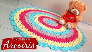 💖 Alfombra a crochet modelo 🌈 Arcoiris  canal  Yessi Crochet [upl. by Acinat]