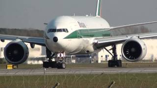 B777200ER Alitalia decollo da Fiumicino FCO LIRF takeoff to Tokyo Narita intl [upl. by Htez126]