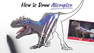 How to Draw Alloraptor dinosaur from Jurassic World Alive Easy Step by Step [upl. by Einahpit545]