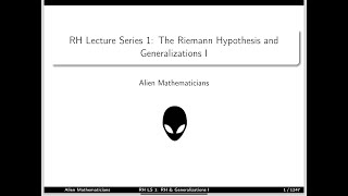 RH Lecture Series 1 The Riemann Hypothesis and Generalizations I [upl. by Furr237]