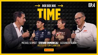 BOX BOX BOX  EP 4  Albon Domenicali and Michael Schmidt talk time in F1® [upl. by Tymes]