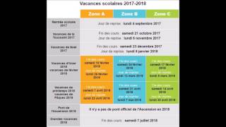 vacances scolaires 2017  2018 [upl. by Adnouqal]