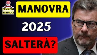 🟨 PENSIONI MANOVRA 2025 POTREBBE SALTARE❓ MAGGIORANZA IN DUBBIO PER AUMENTI TROPPO BASSI❗️ [upl. by Rancell]