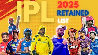 Ipl 2025 retained players list present retained players in ipl IPL retained CSKmi RCBlsg KKR [upl. by Naillimixam]