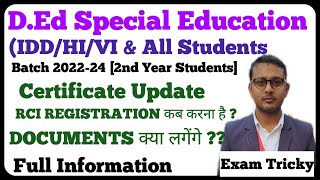 DEd Special Education  RCI REGISTRATION  CRR NUMBER  CERTIFICATE  ALL 2ND YEAR STUDENTS [upl. by Eenhat]